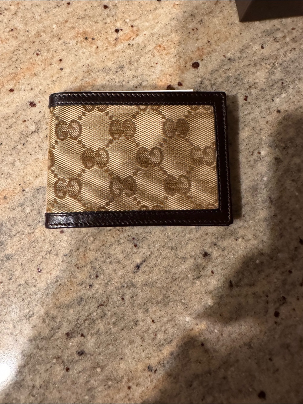 Gucci Brown Trim Beige Monogram Card Holder